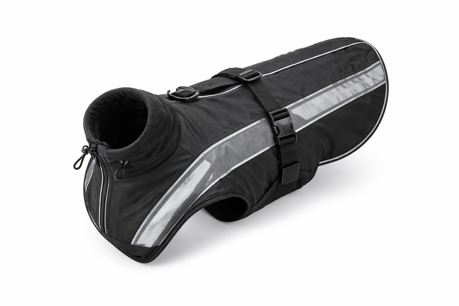 Reflective Dog Winter Jacket – Waterproof and Warm Black Coat with Adjustable Straps